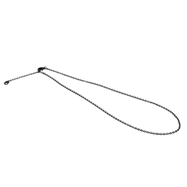TITANIUM SLIM FLAT LINK CHAIN NECKLACE BLACK IP