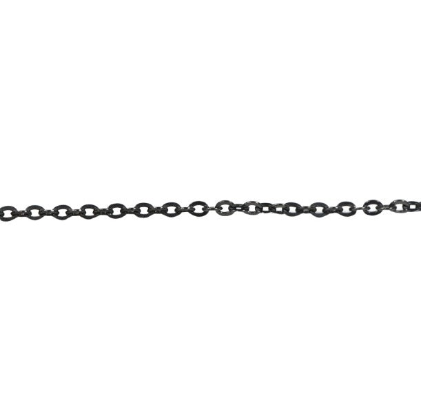 TITANIUM SLIM FLAT LINK CHAIN NECKLACE BLACK IP